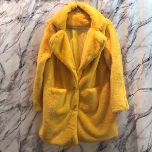 Fluffy yellow fashion coat